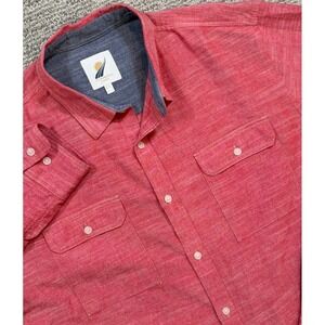Fundamental Coast Long Sleeve Button Up Shirt Light Red Size XXL 2XL Lightweight
